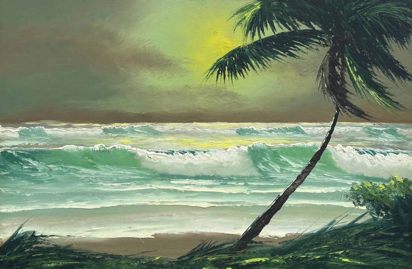 Alfred Hair, Florida Highwaymen Painting, 24 x 36 — Signature Swing at storms Edge