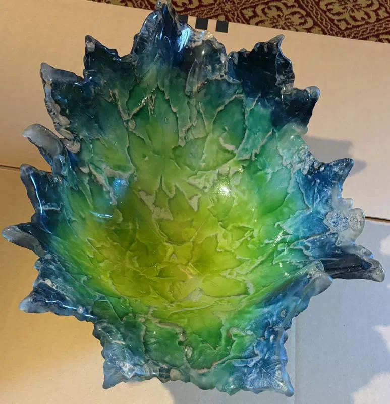 Amanda Brisbane (American, 1957) Original Sand Casted Glass Bowl Sculpture Approx 24 inches
