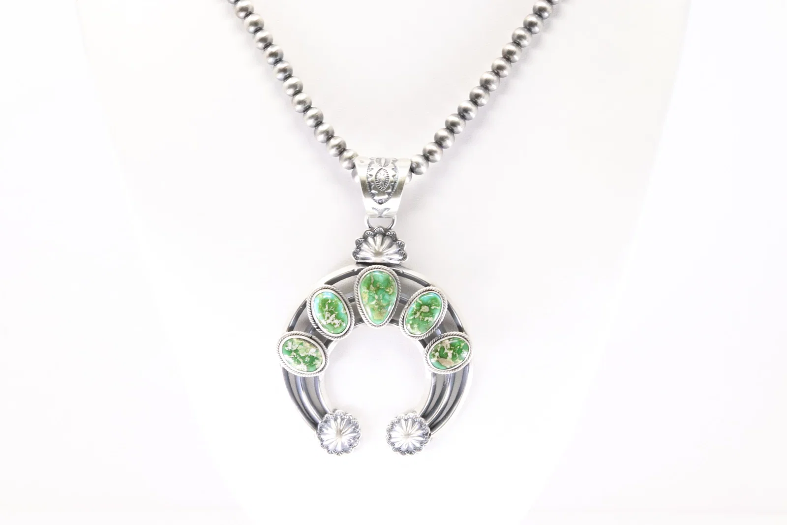 America Sterling Silver Sonora Gold Turquoise Pendant With Machine Made Stearling Silver Pearl