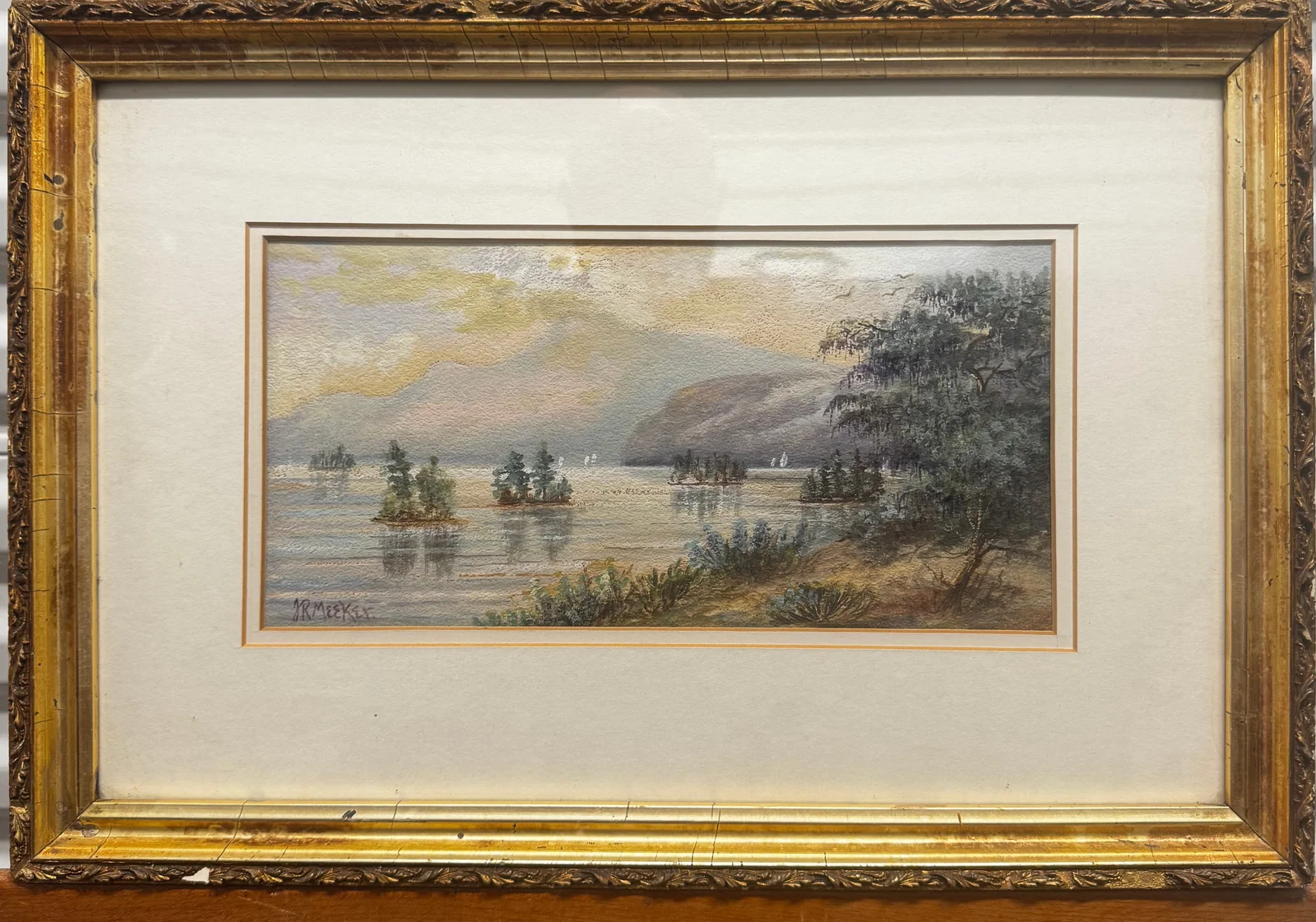 American 19th Century New Orleans Artist Joseph Rusling Meeker Watercolor.