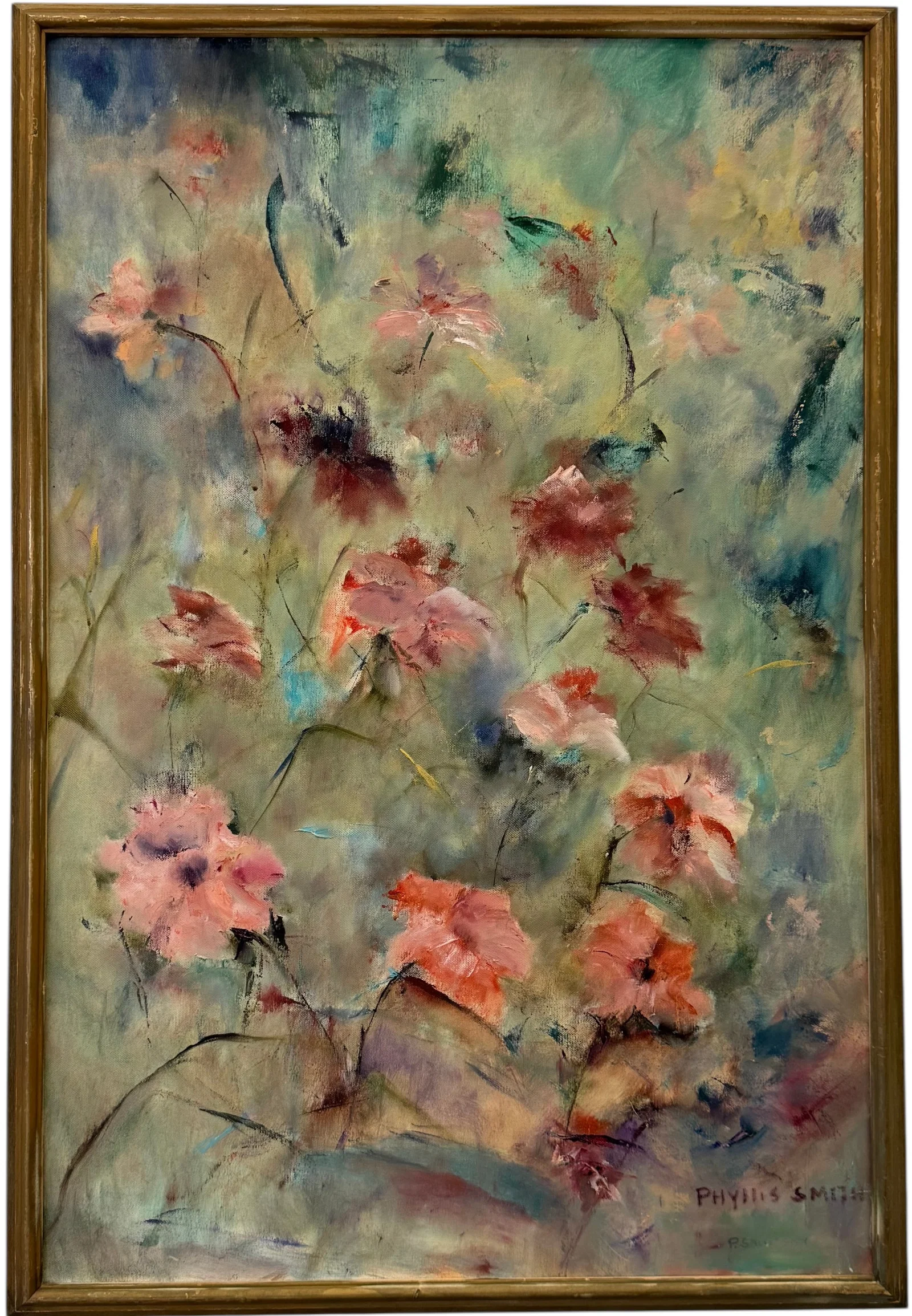 American Mid-Century Floral Abstract Signed By Phyllis Smith