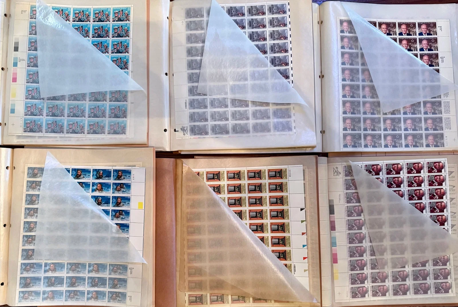 American Stamp Albums Of Mint Full Sheets (375) & Plate Blocks Including Commemorative Sheets (500+)