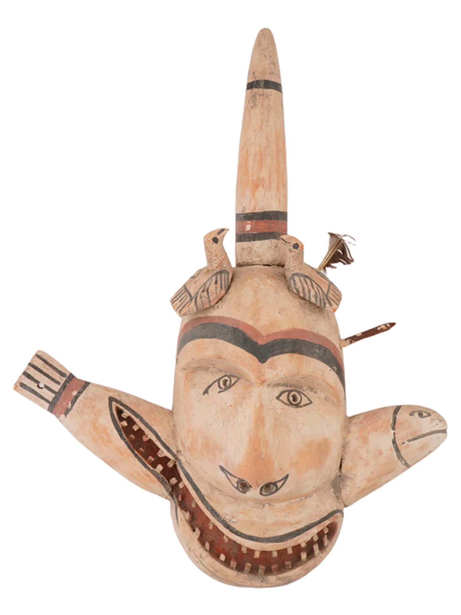 AMERICAN YUPIK CARVED AND PAINTED CEREMONIAL MASK
