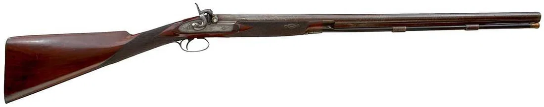 AN 18-BORE SINGLE BARRELLED PERCUSSION SPORTING GUN BY BLISSETT & SONS,