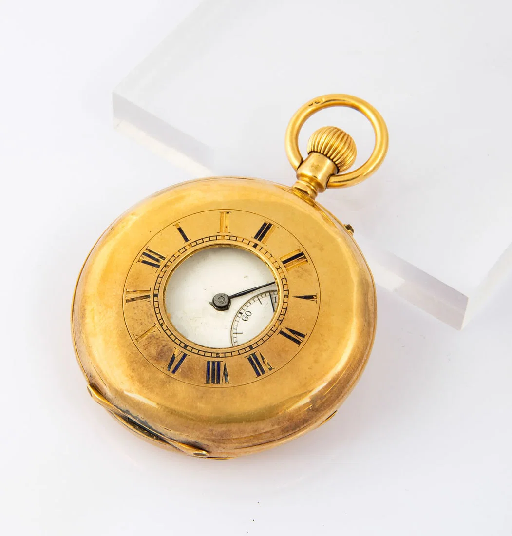 An 18K Yellow Gold Half Hunter Pocket Watch, Early 20th Century