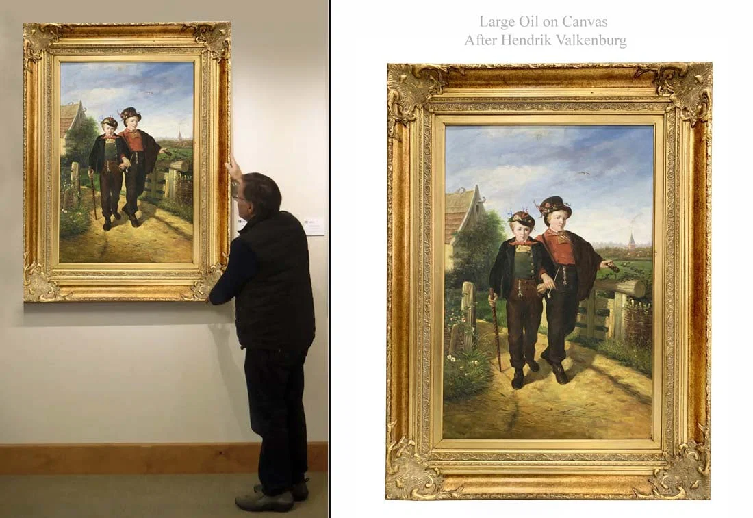 An After Hendrik Valken Large Oil on Canvas Framed Painting, Artist Signed