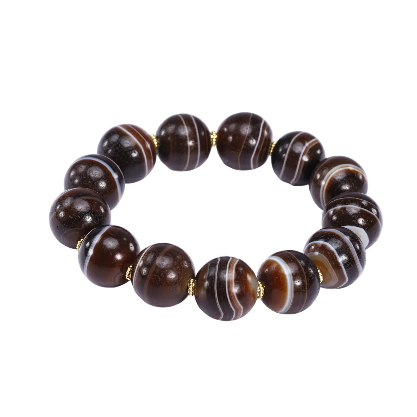 AN AGATE BEADED BRACELET