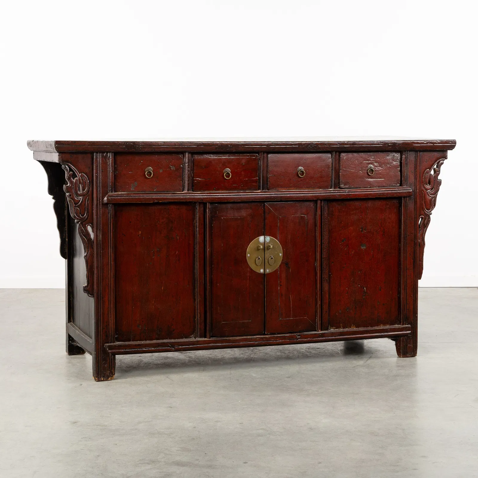 An Antique Chinese dresser or sideboard, Lacquered wood and Bronze fittings, 19th