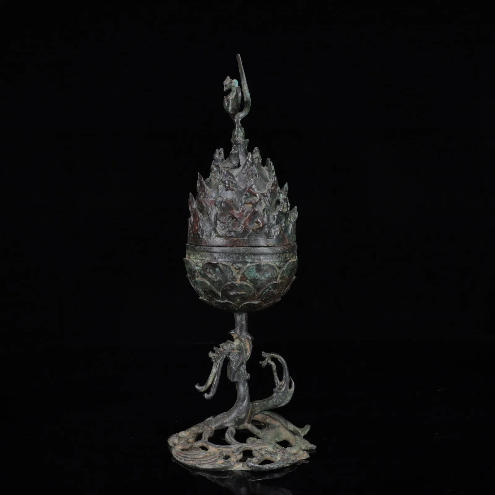 An Archaic Bronze Dragon Phoenix Censer