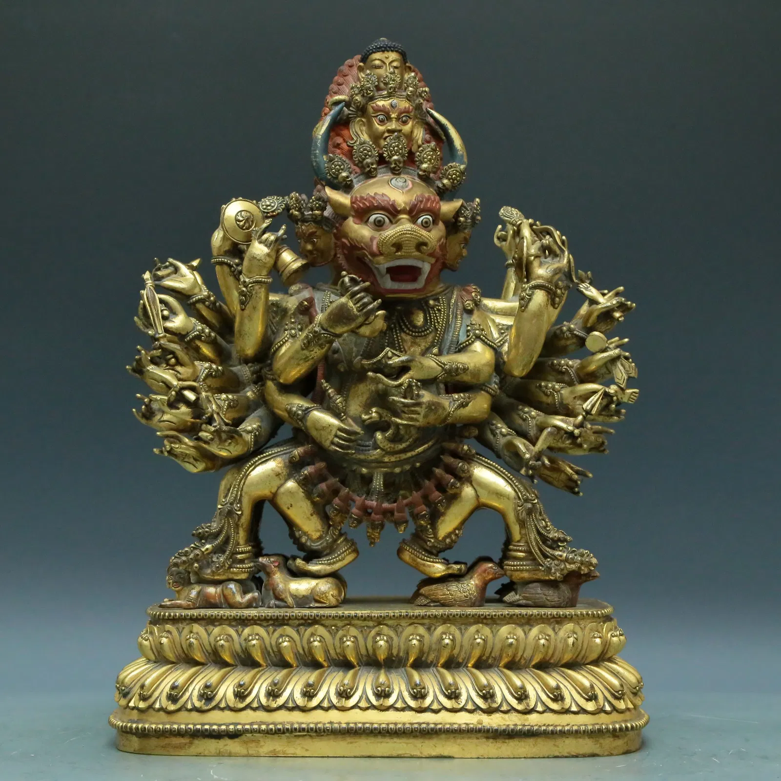 An Archaic Gilt-Bronze Figure Of Yamantaka Vajrabhairava