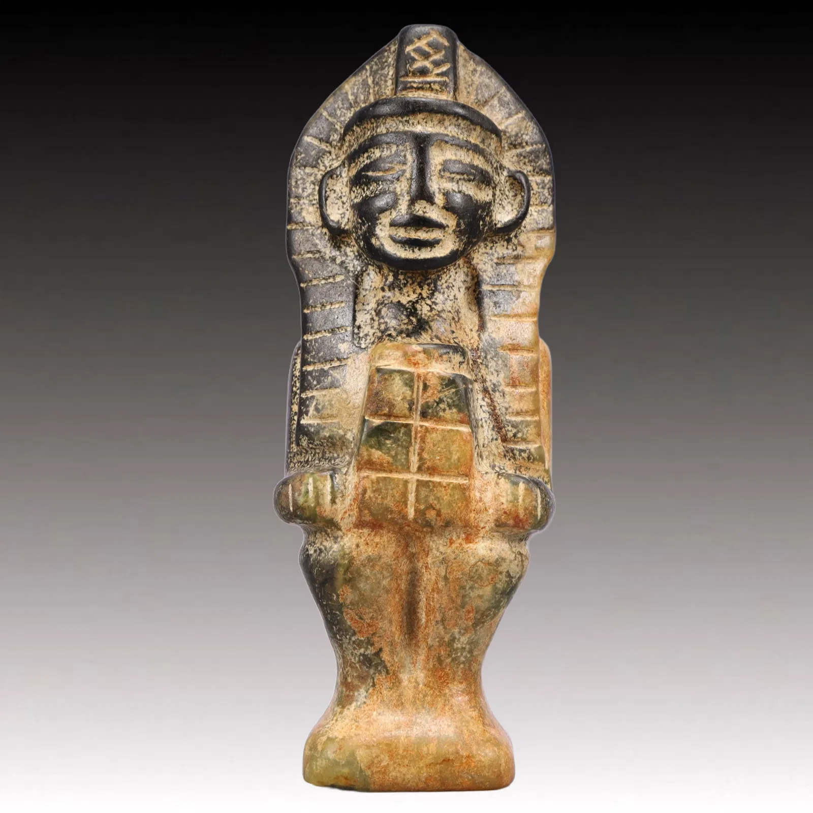 An Archaic Hongshan Culture Greenish Jade Figure Ornament