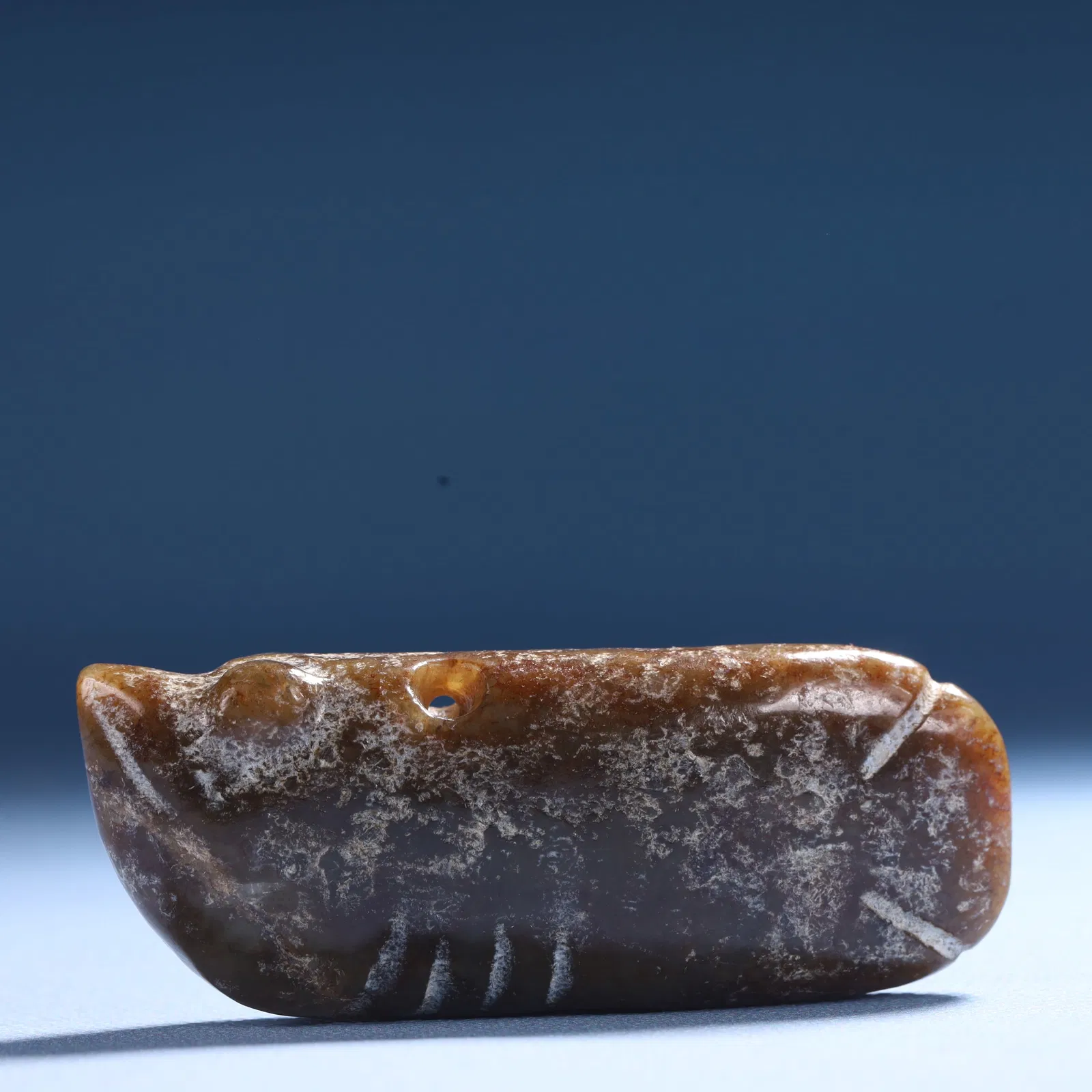 An Archaic Hongshan Culture Greenish Jade Fish Ornament