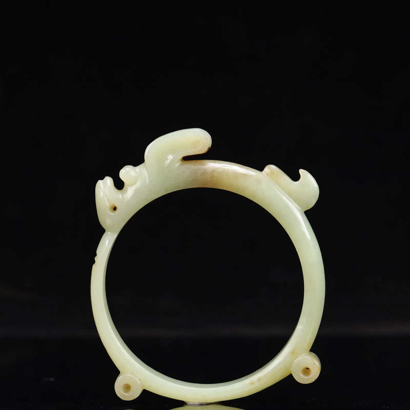 An Archaic Hongshan Culture White Jade Cicada Pattern Bracelets