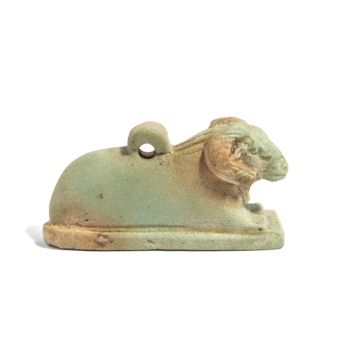An Egyptian Faience Khnum in the Form of a Recumbent Ram