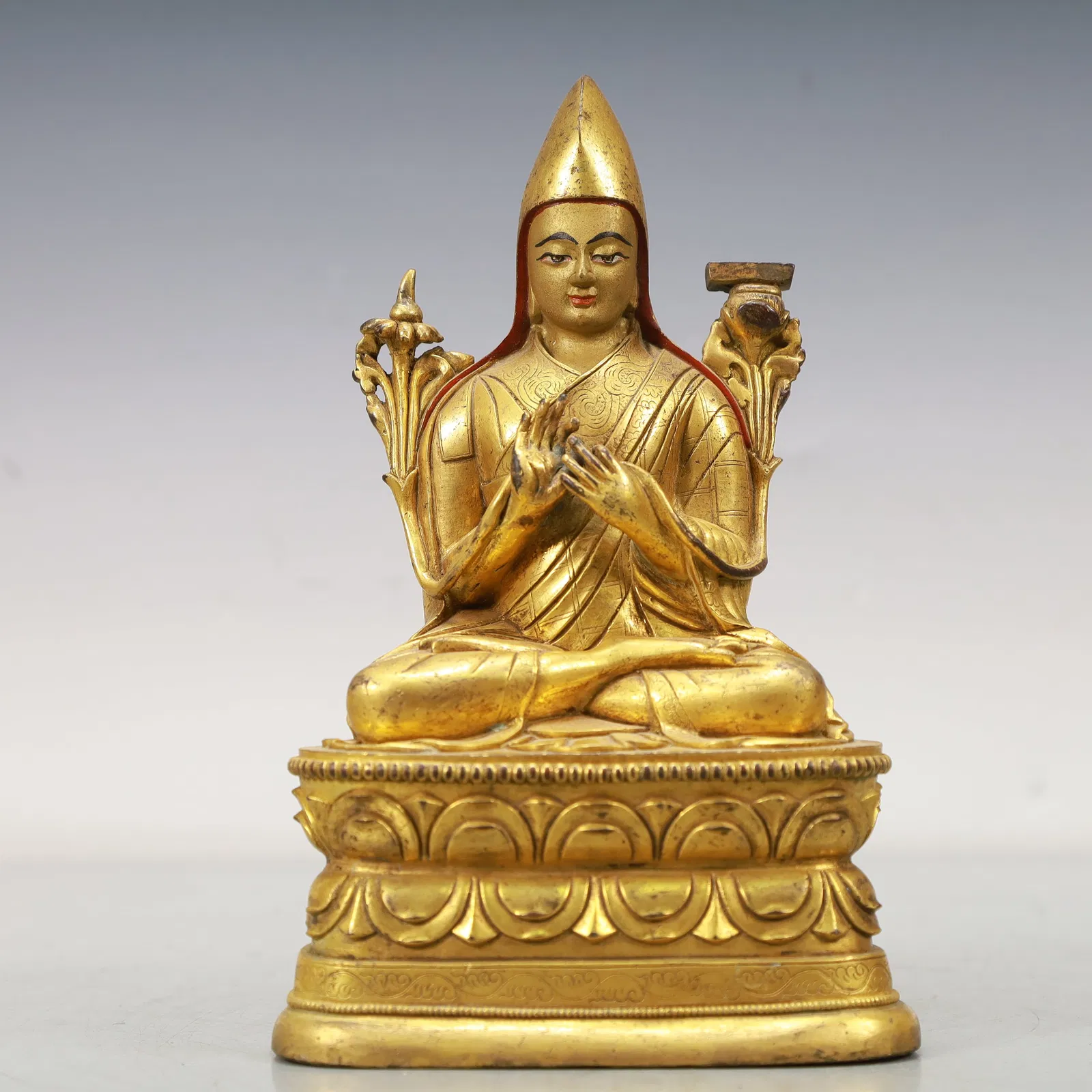 An Excellent Gilt-Bronze Figure Of Tsongkapa