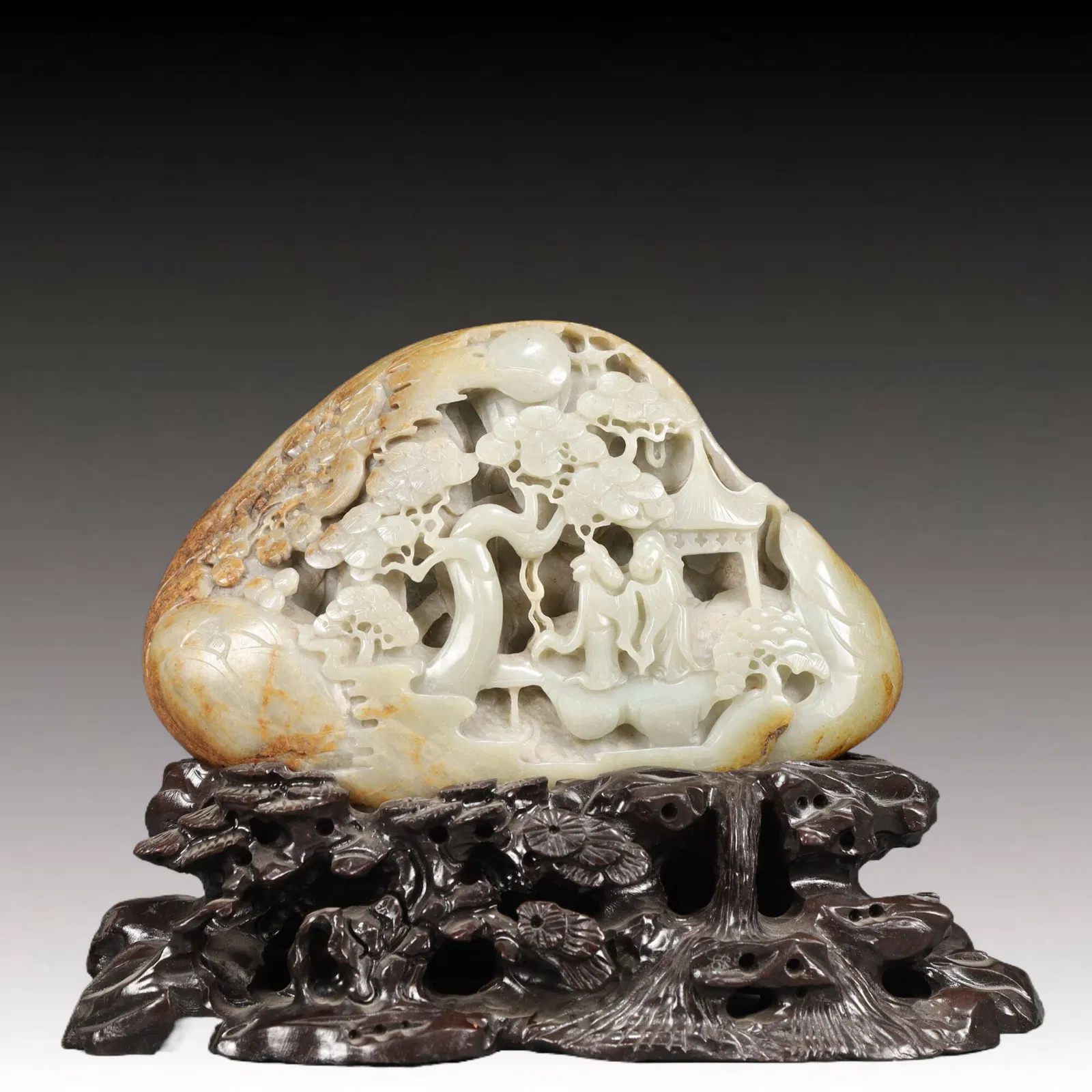 An Exquisite Agate Landscape and Figure Pattern Ornament