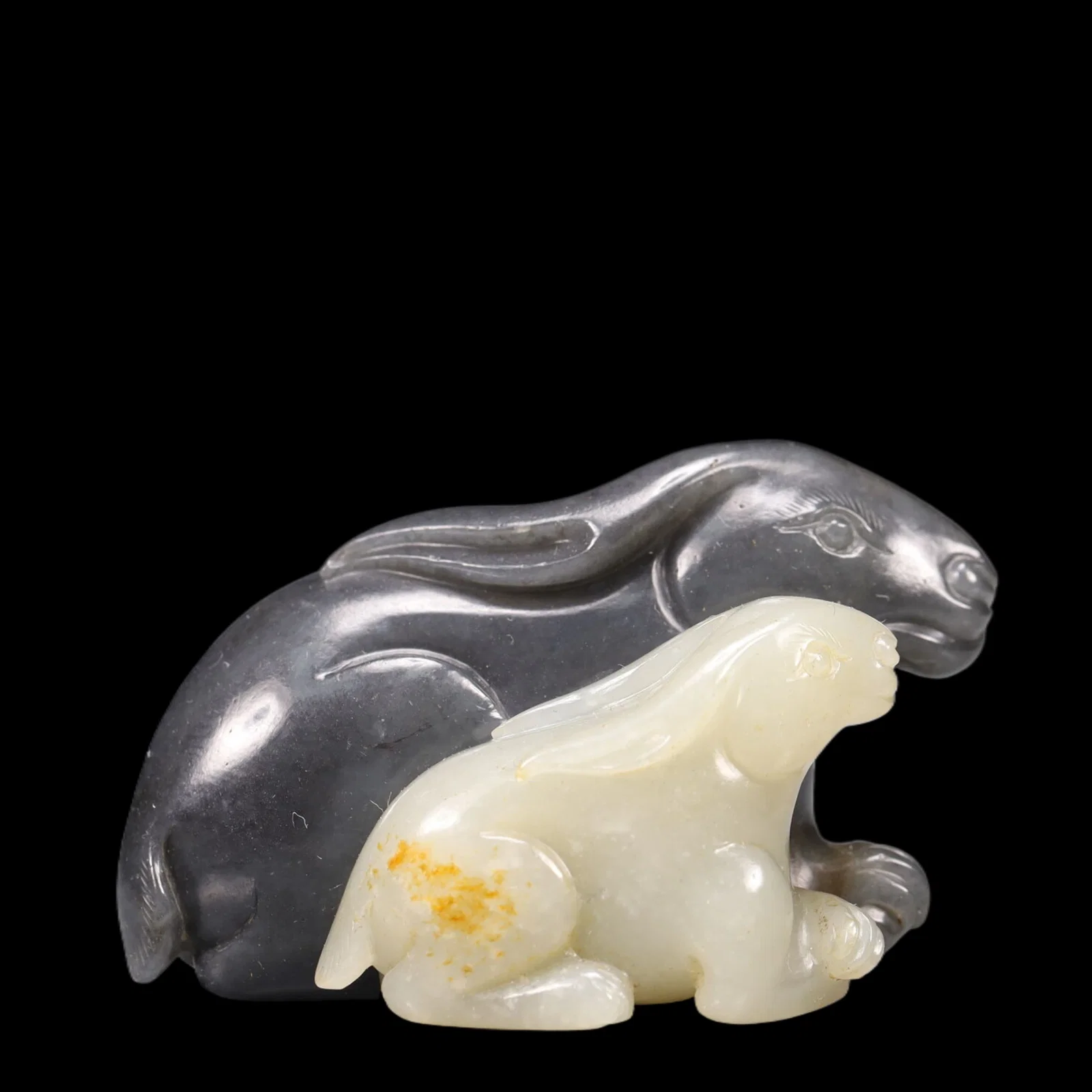 An Exquisite Black and White Jade Rabbit Ornament
