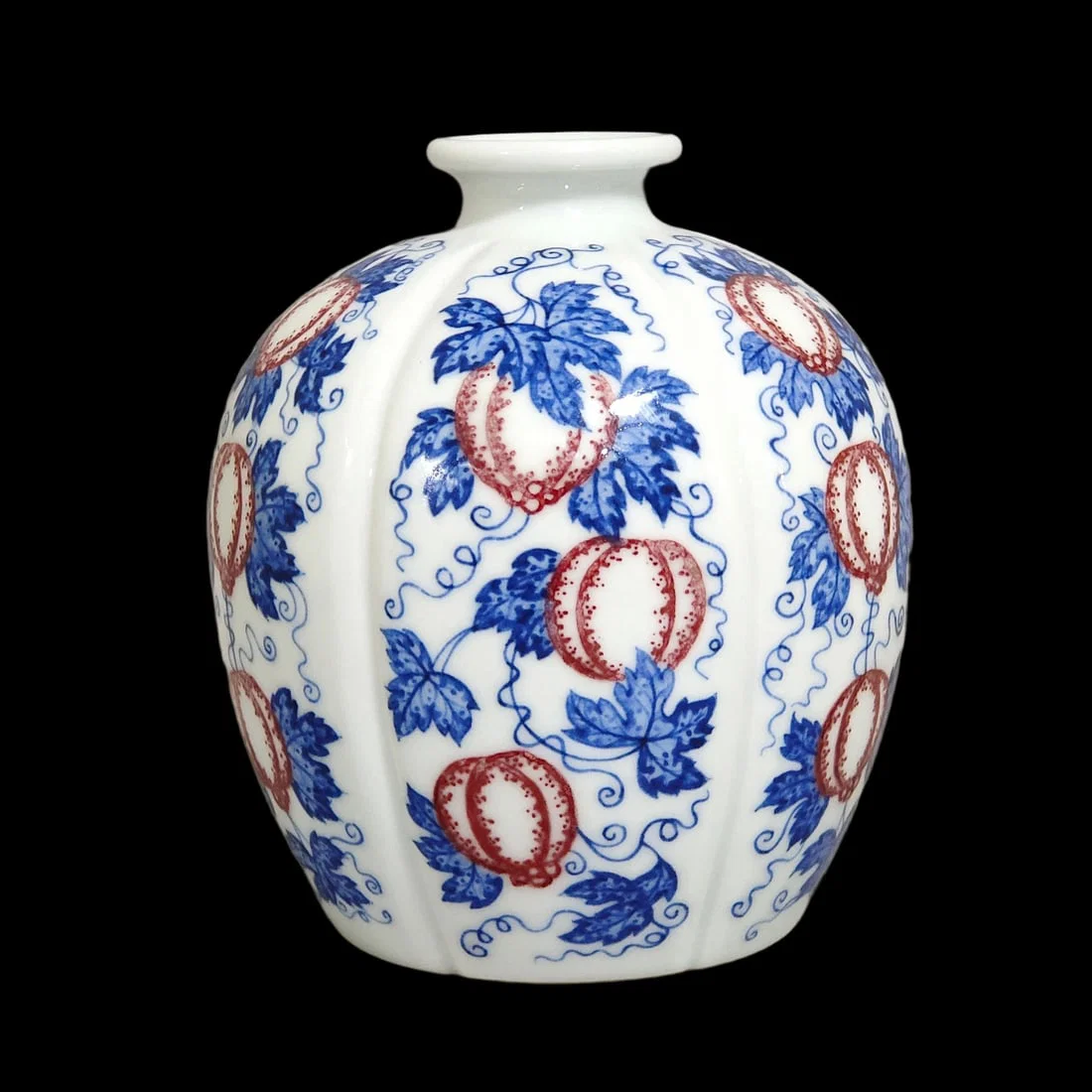 An Exquisite Blue and White Underglaze-Red Melon and Fruit Pattern Jar