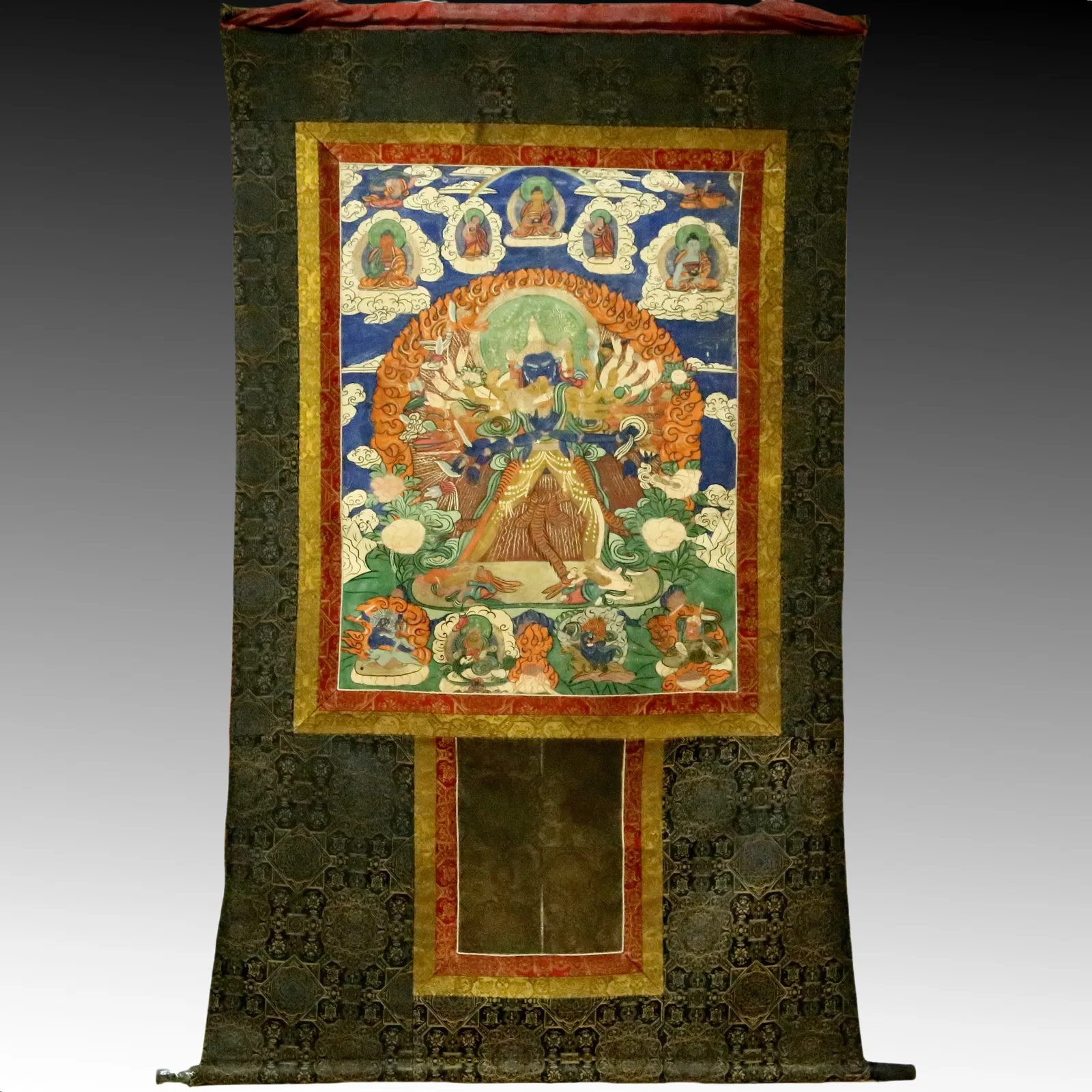 An Exquisite Brocade Painted Color Mandkesvara Tangka