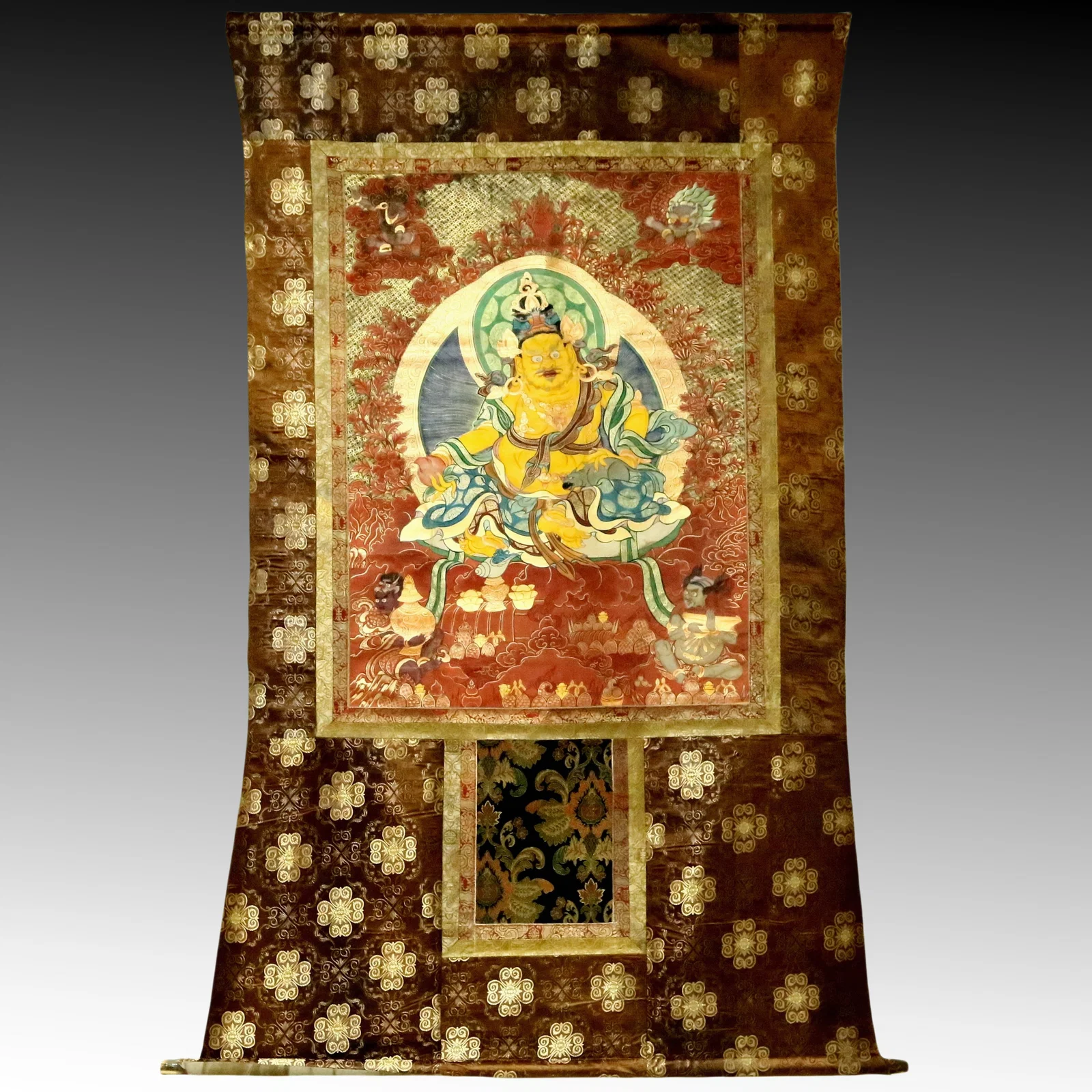 An Exquisite Brocade Painted Color Statue of Mammon Tangka