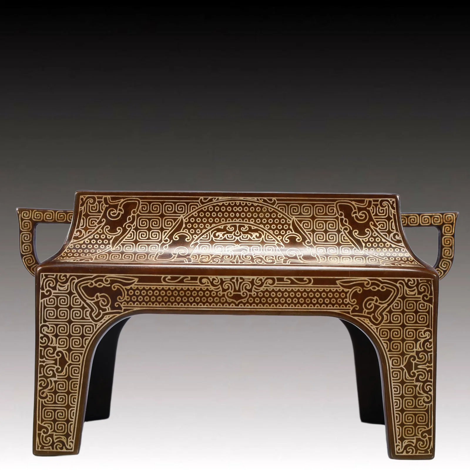 An Exquisite Bronze Beast-Face Pattern Double-Ears and Four Legs Censer