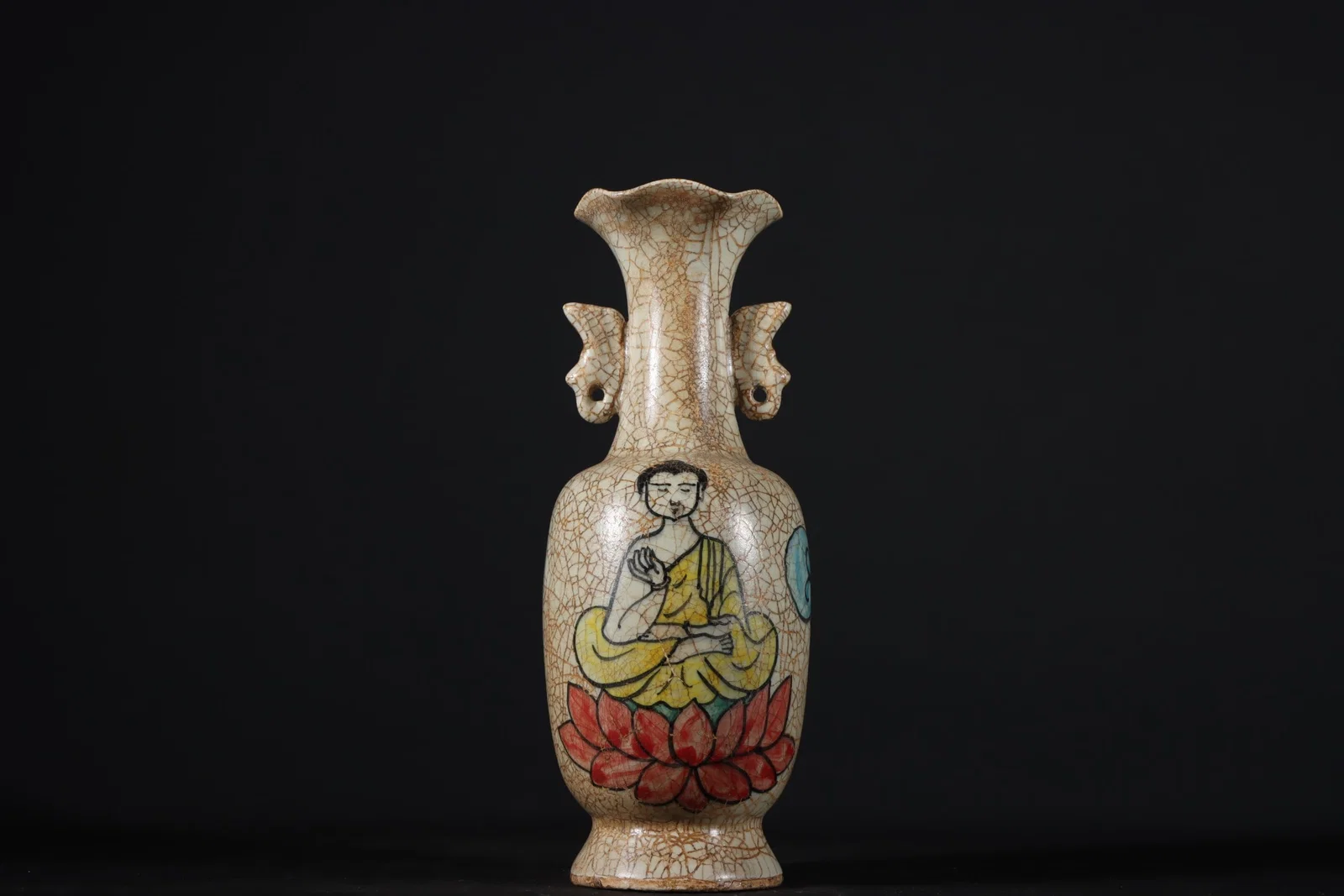An Exquisite Chai yao Jiacai Figure Pattern Double-Ears Vase