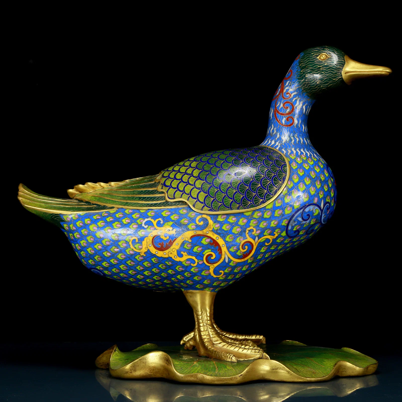An exquisite cloisonné duck ornament