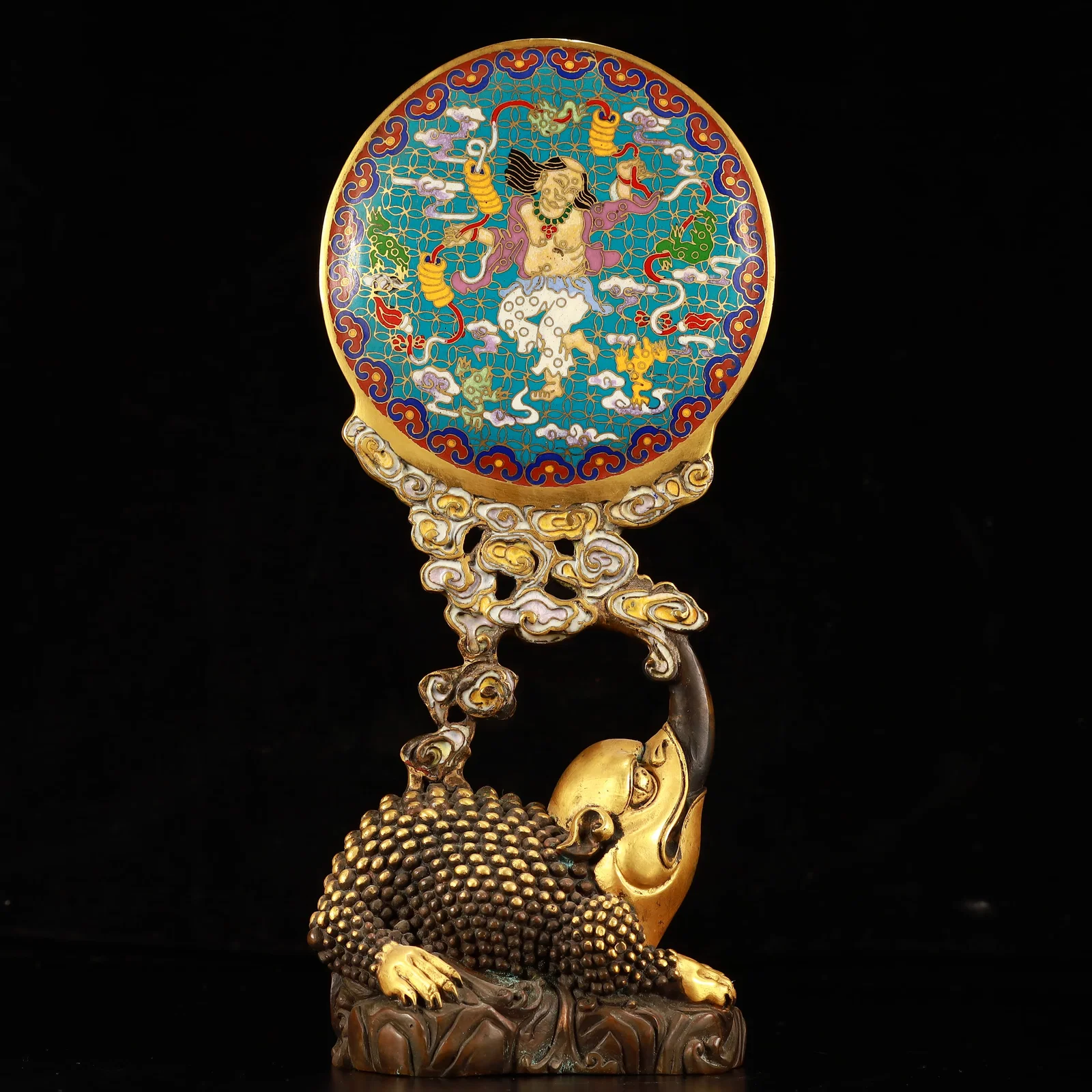 An Exquisite Cloisonne Figure Pattern Screen