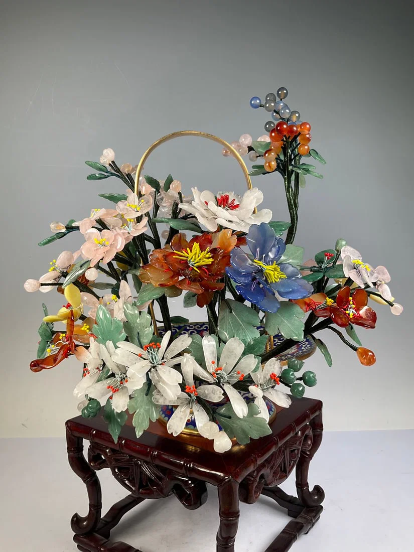 An Exquisite Cloisonne Flower Pattern Bonsai