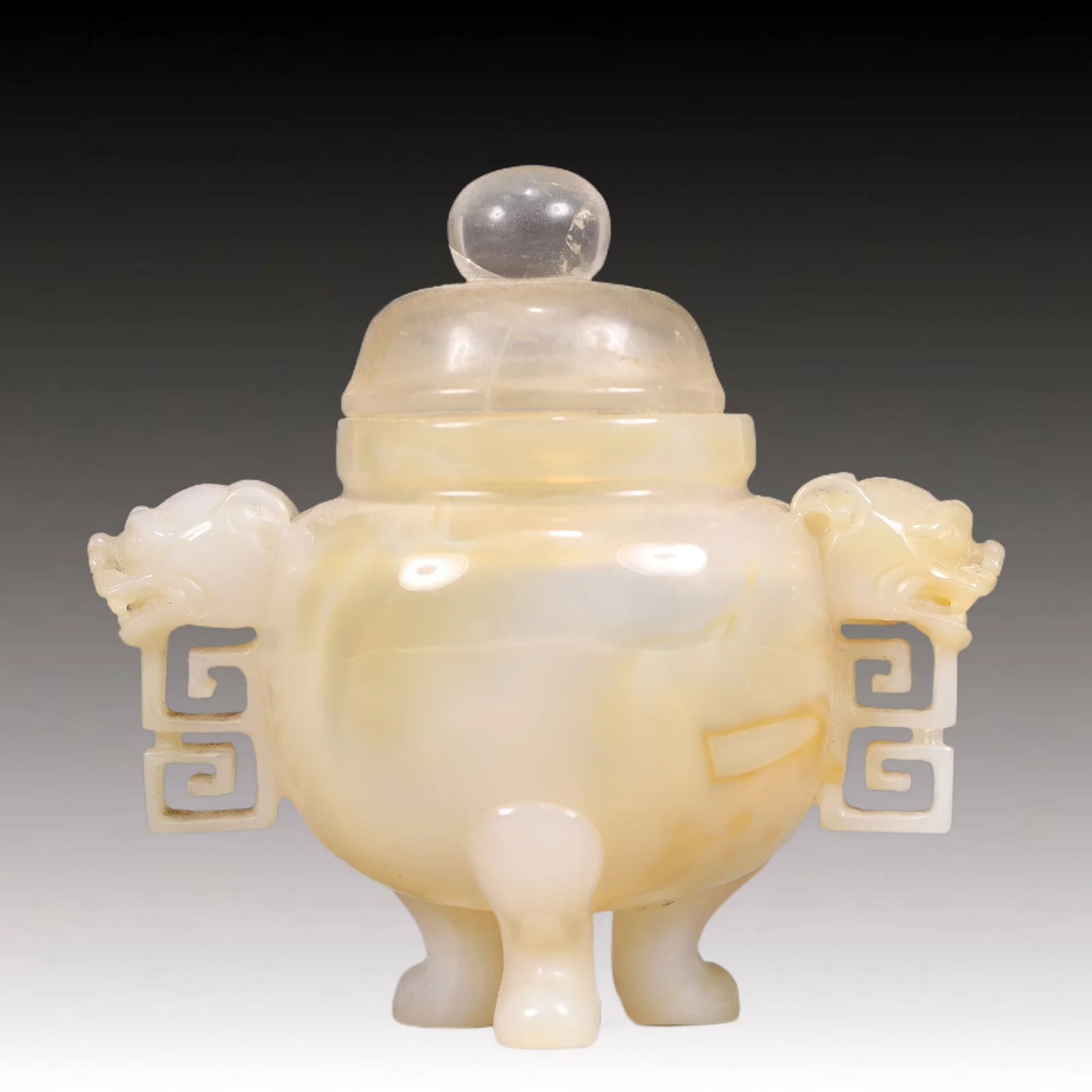 An Exquisite Crystal Double-Ears and Tripod Censer