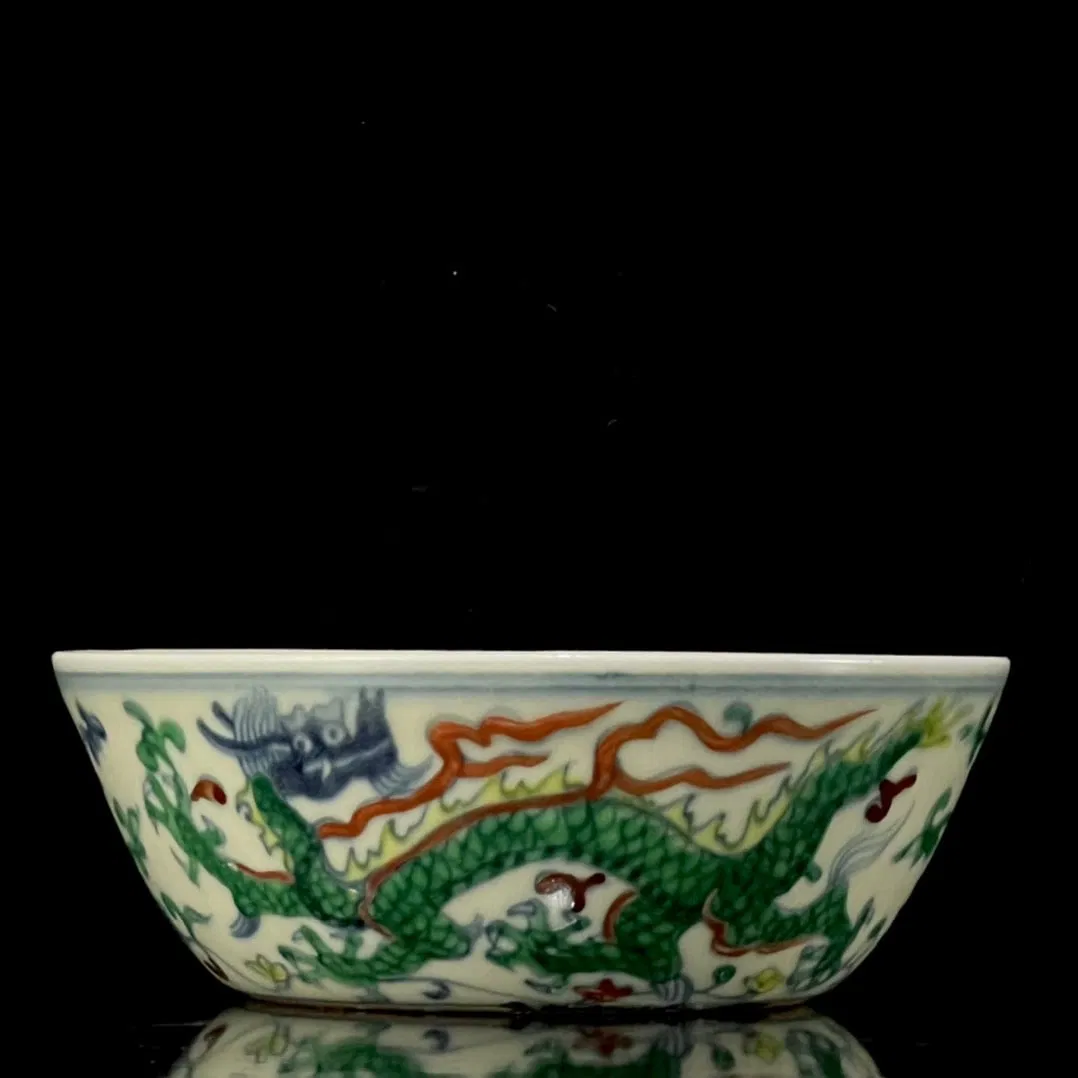 An Exquisite Doucai Lotus and Dragon Pattern Bowl