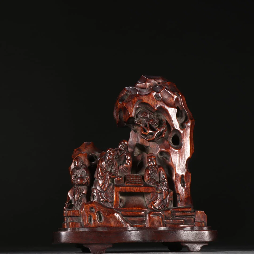 An Exquisite Eaglewood Character and Story Pattern Rockery Ornament