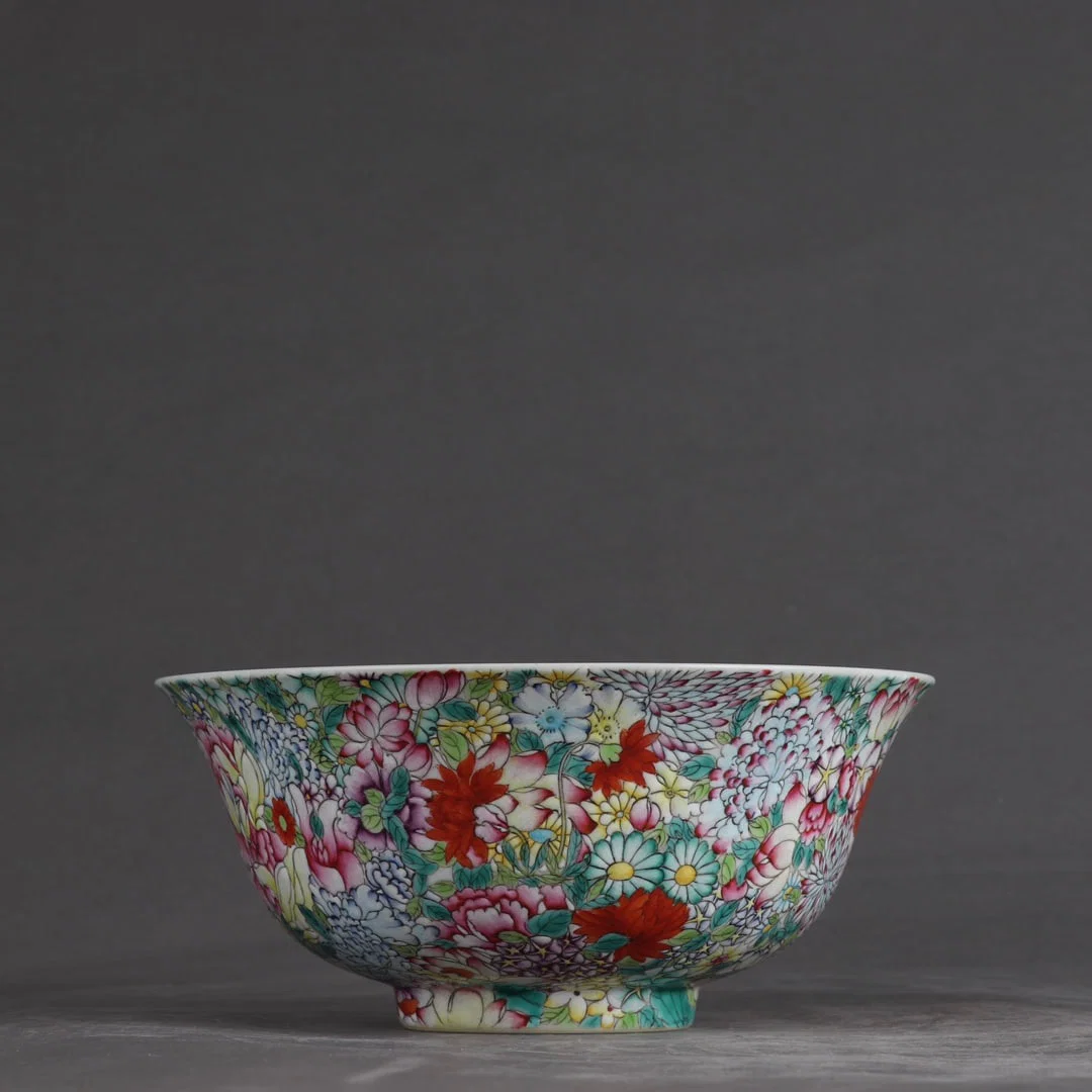 An Exquisite Enamel Flower Pattern Bowl