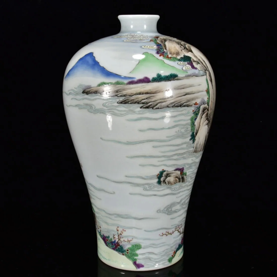 An Exquisite Famille-Rose Landscape and Figure Pattern Vase