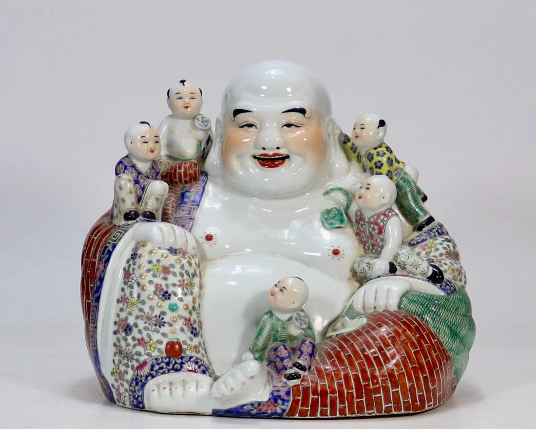 An Exquisite Famille-Rose Statue of Arhat Ornament
