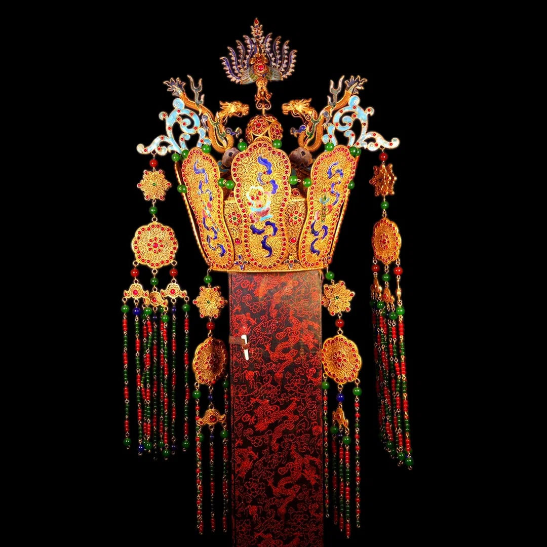 An Exquisite Gilt Bronze Inlaid Cloisonne phoenix coronet