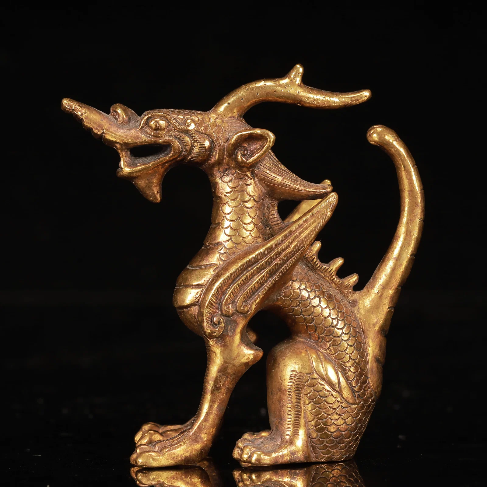 An Exquisite Gilt Bronze Unicorn Ornament
