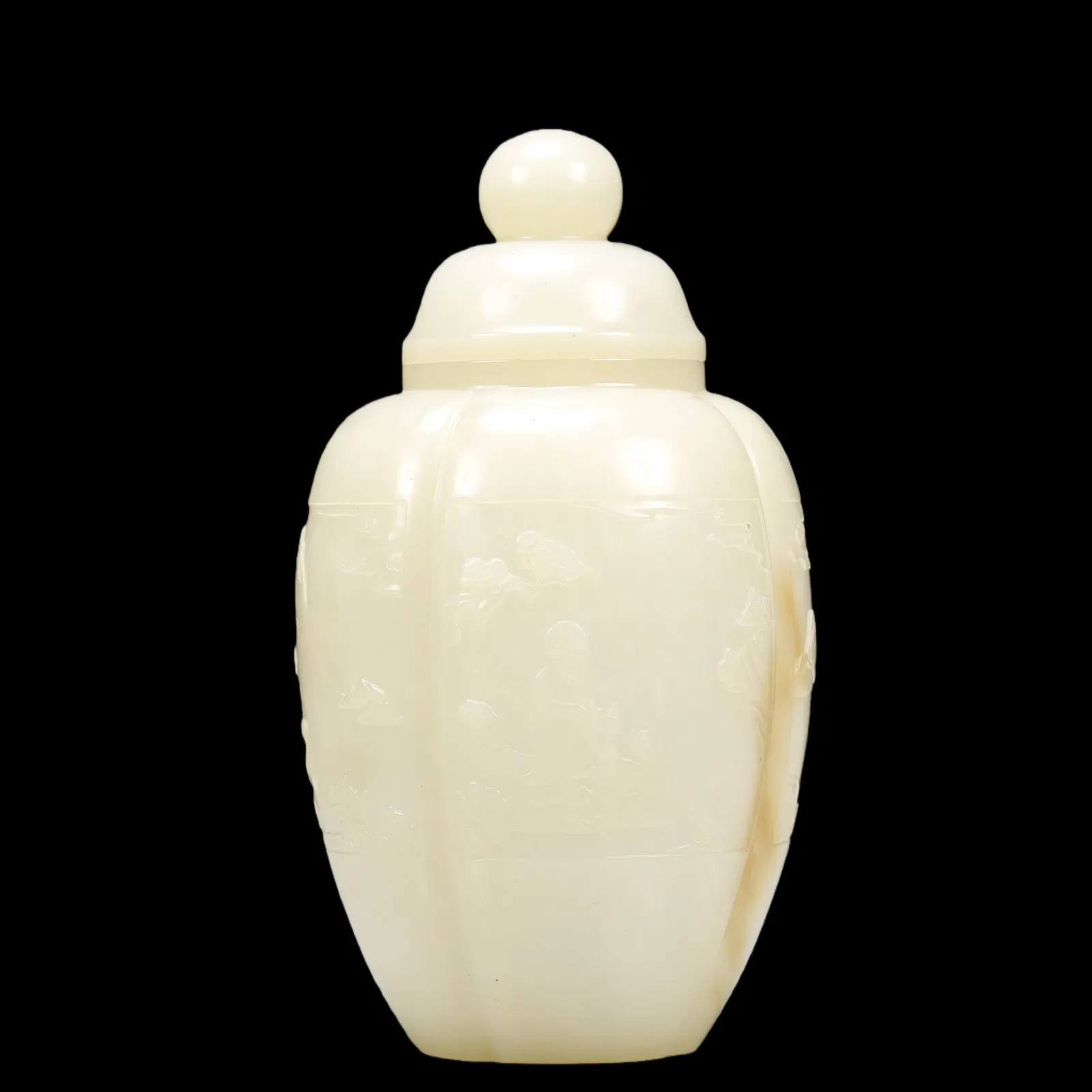An Exquisite Green Jade Character and Story Pattern Jar
