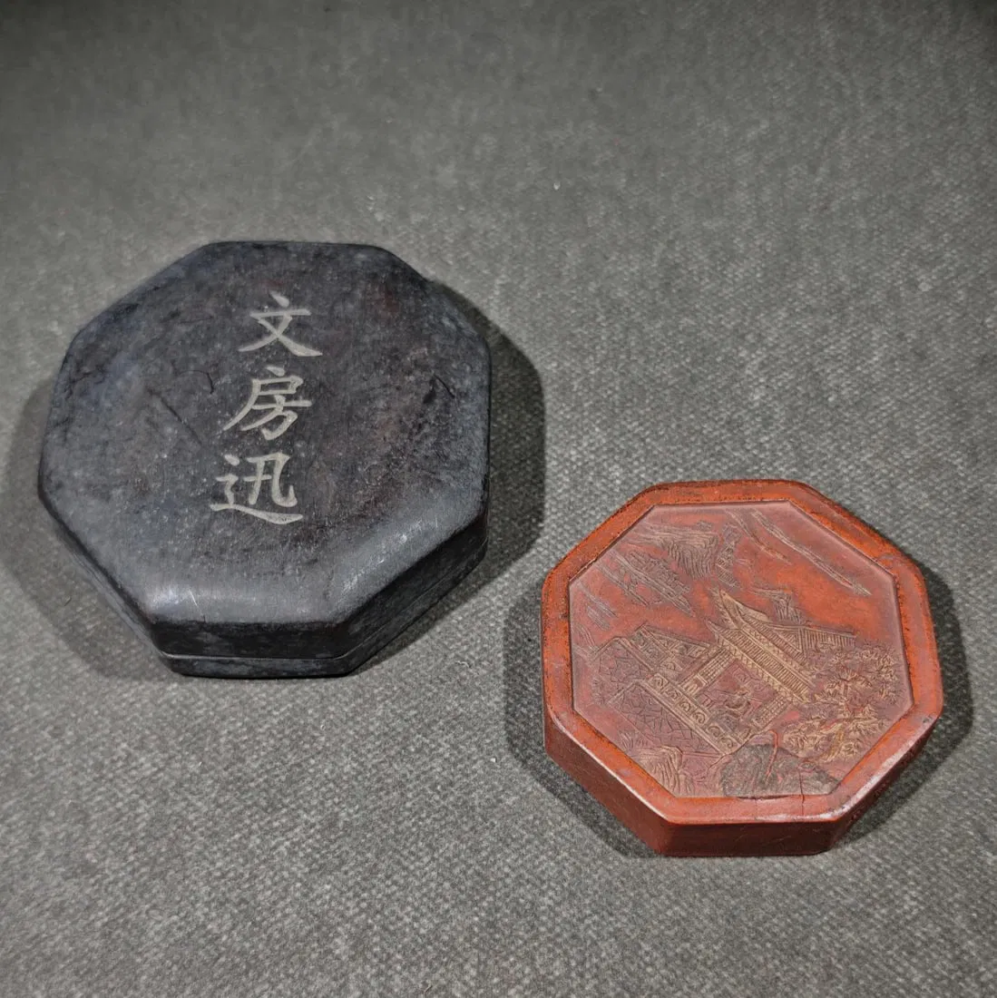 An Exquisite Landscape and Figure Pattern Inkstone