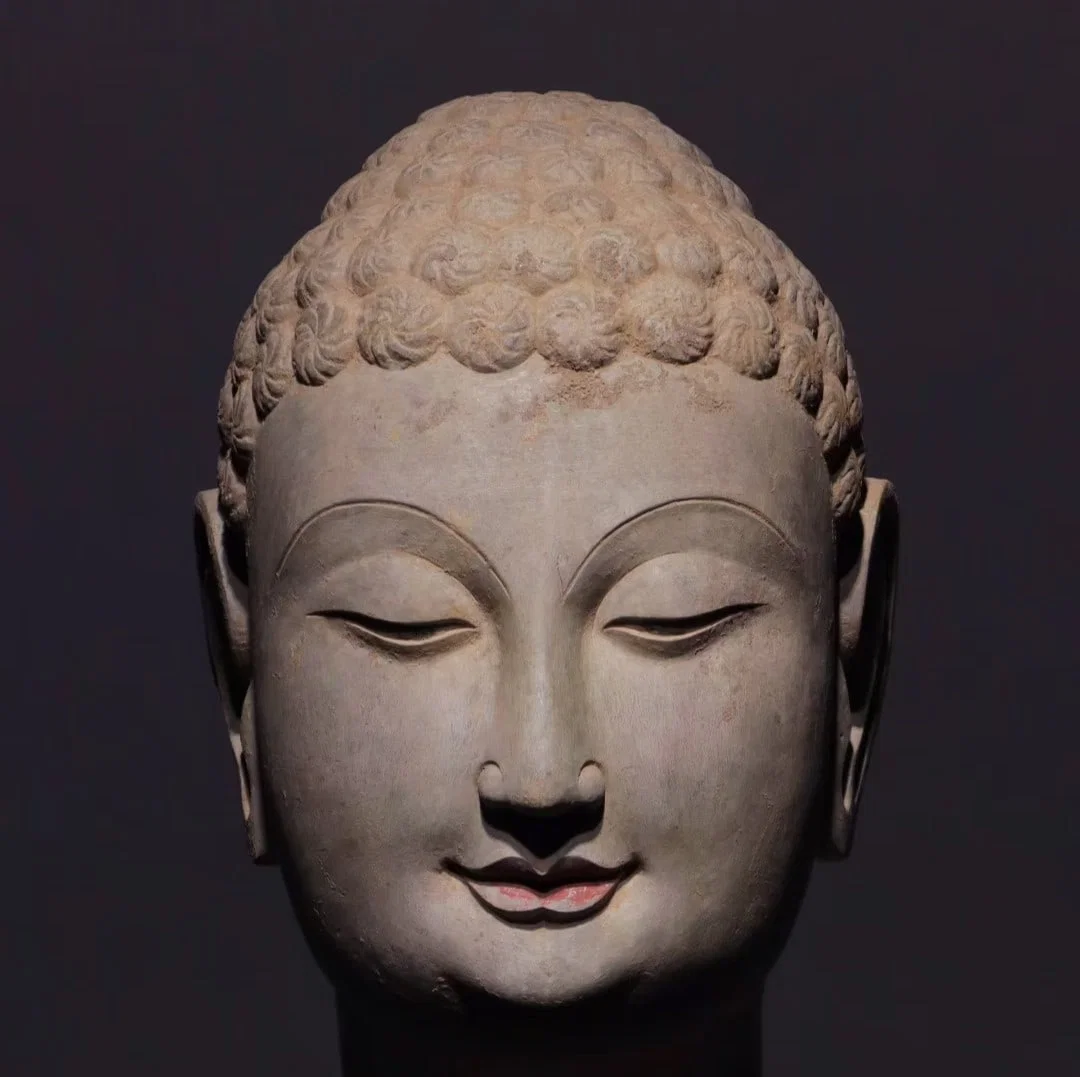 An Exquisite Limestone Statue of Sakyamuni Buddha head