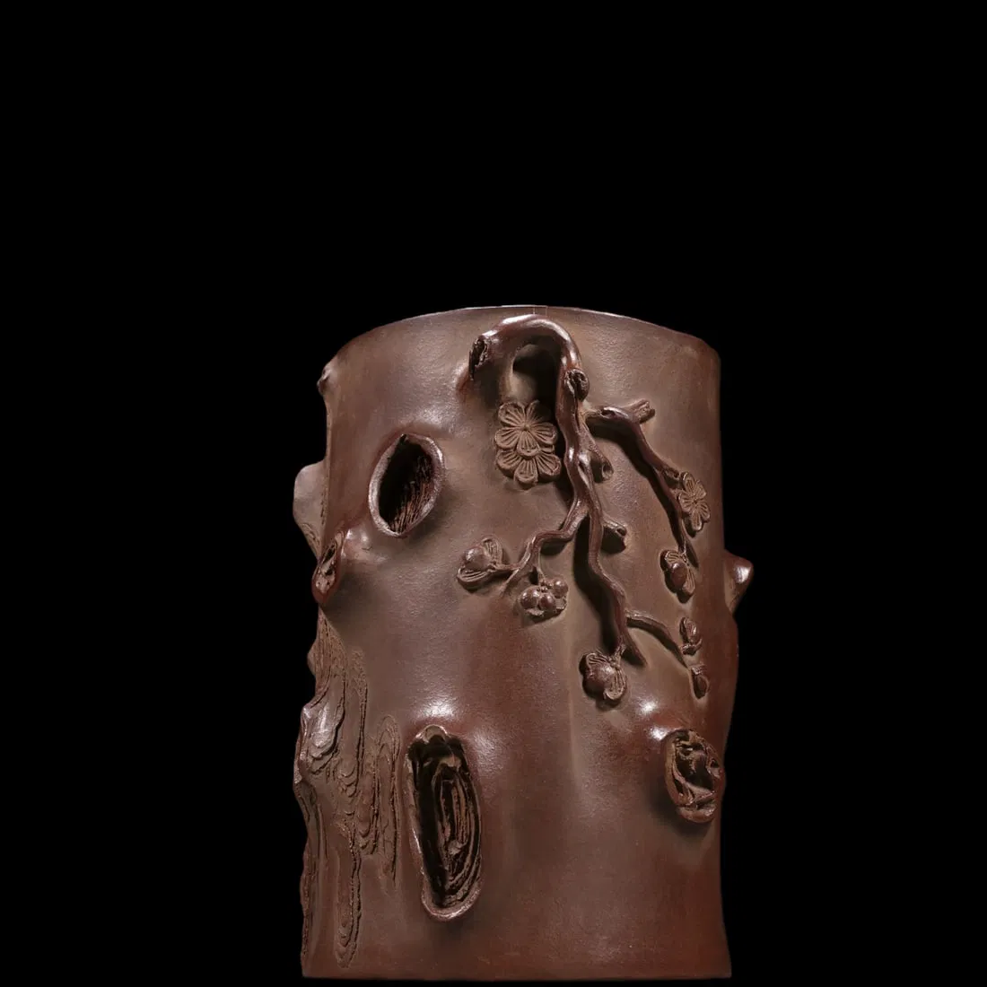 An Exquisite Purple Sands Flower Pattern with poem Brush Pot