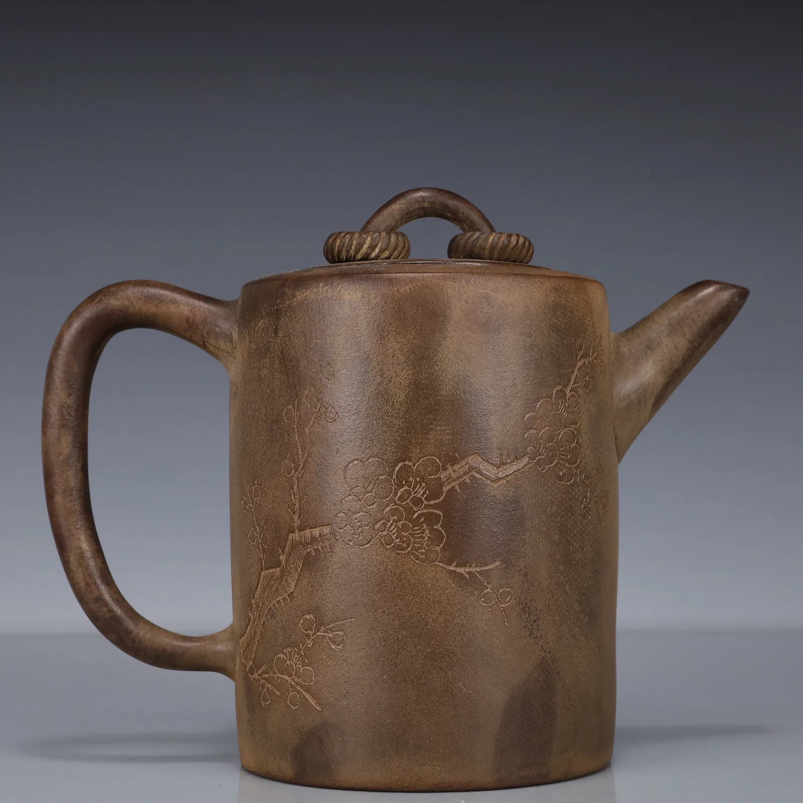 An Exquisite Purple Sands Plum Blossom Pattern Teapot, With poem