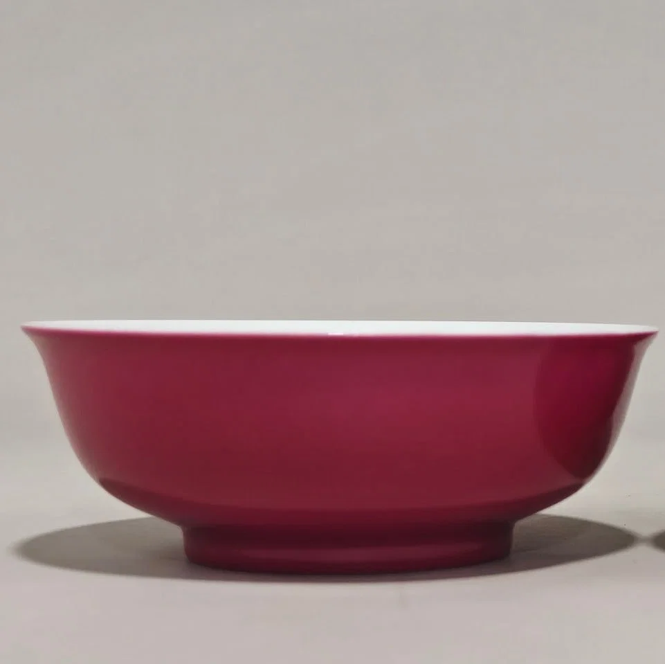 An Exquisite Ruby Red-Glazed Flower and Bird Pattern Bowl