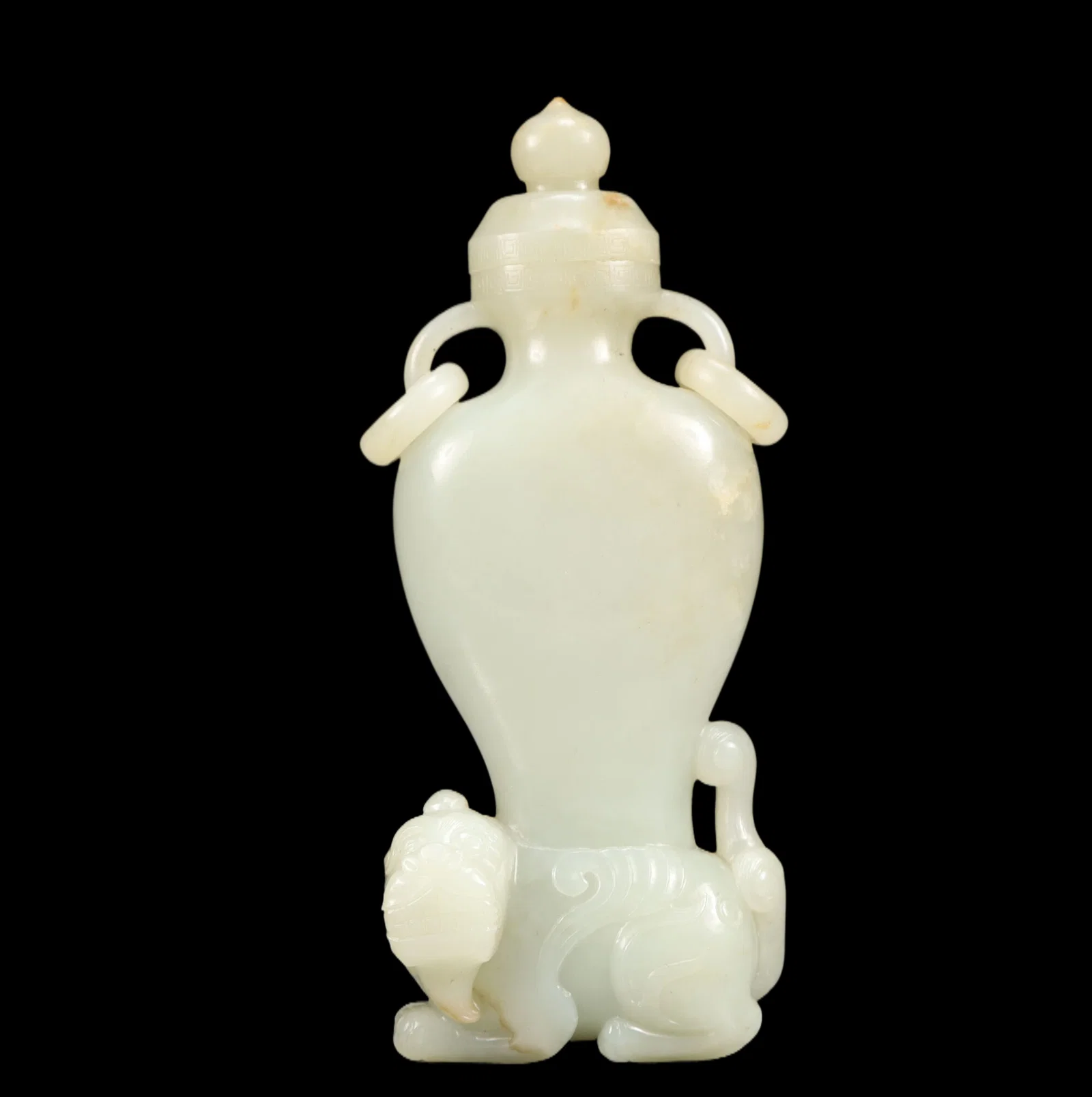 An Exquisite Sapphire Auspicious Beast Double-Ears Vase