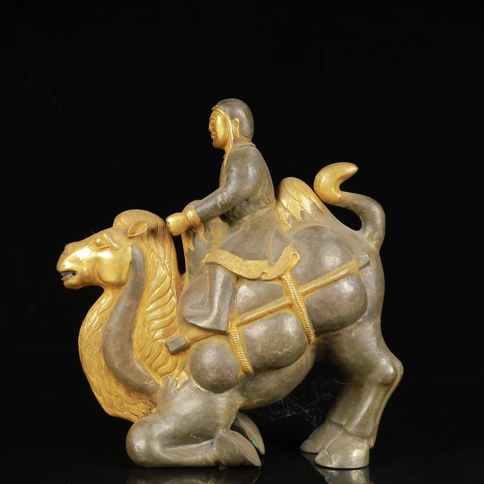 An Exquisite Silver-Gilt Bronze Figure Riding Camel Ornament