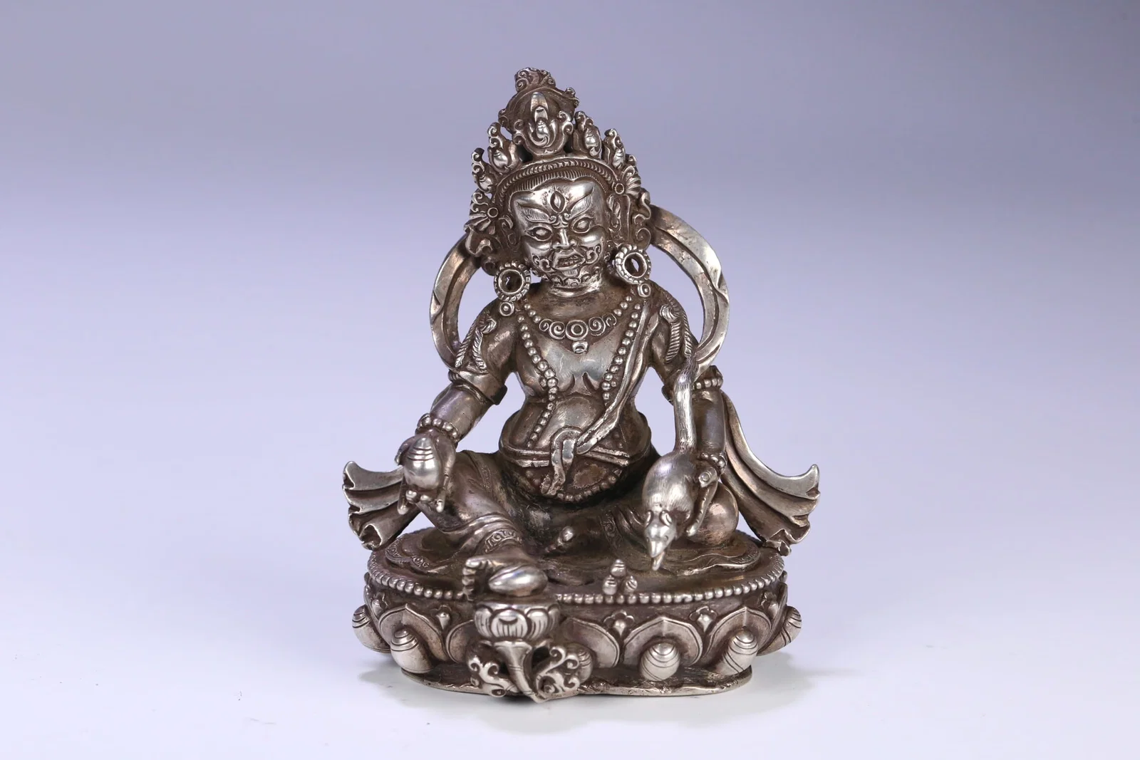 An Exquisite Silver Statue of Mammon Cover with Gold