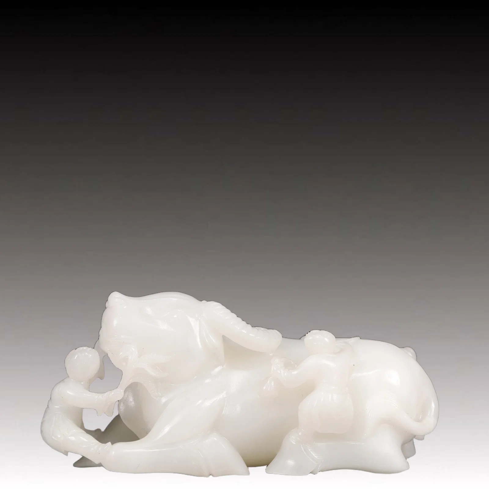 An Exquisite White Jade Buffalo Ornament