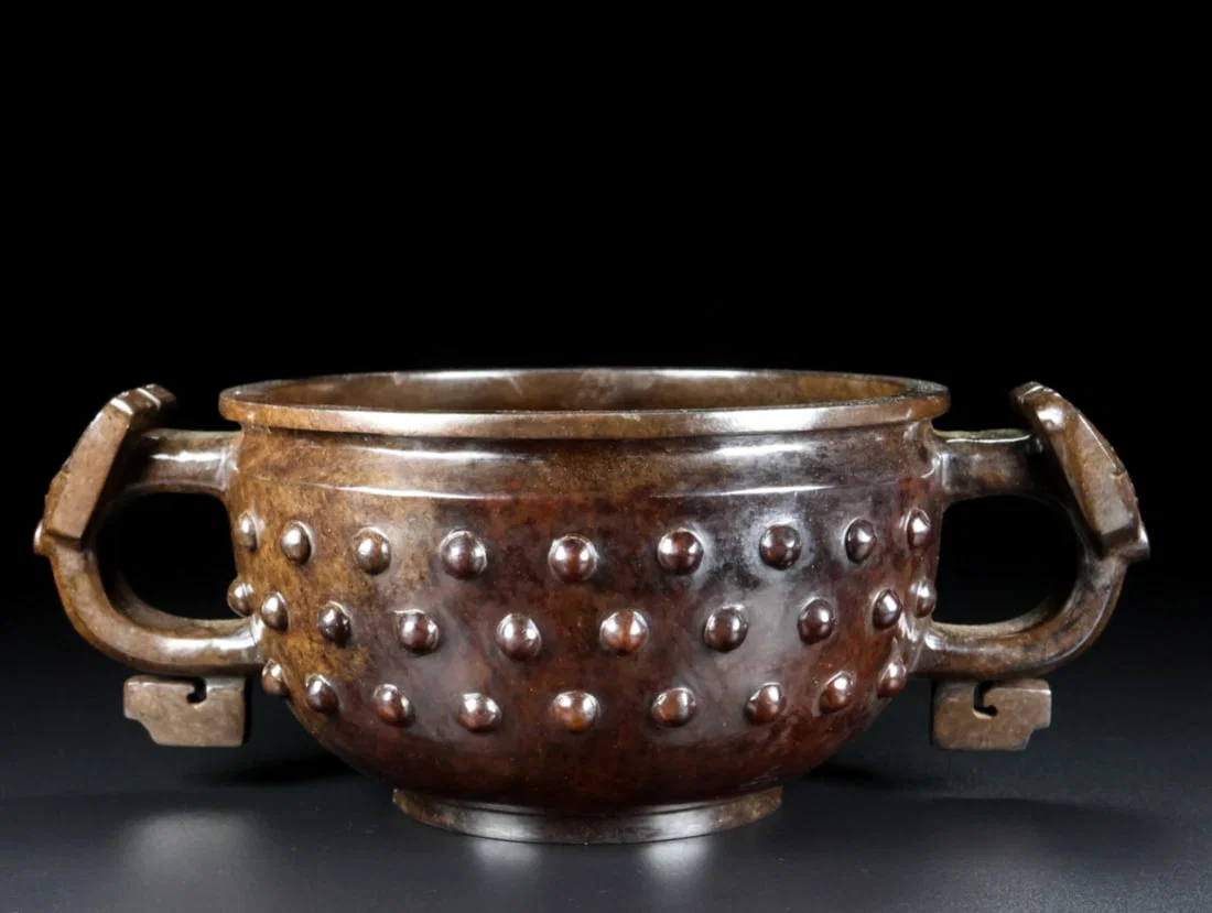 An Exquisite White Jade Double-Ears Bowl