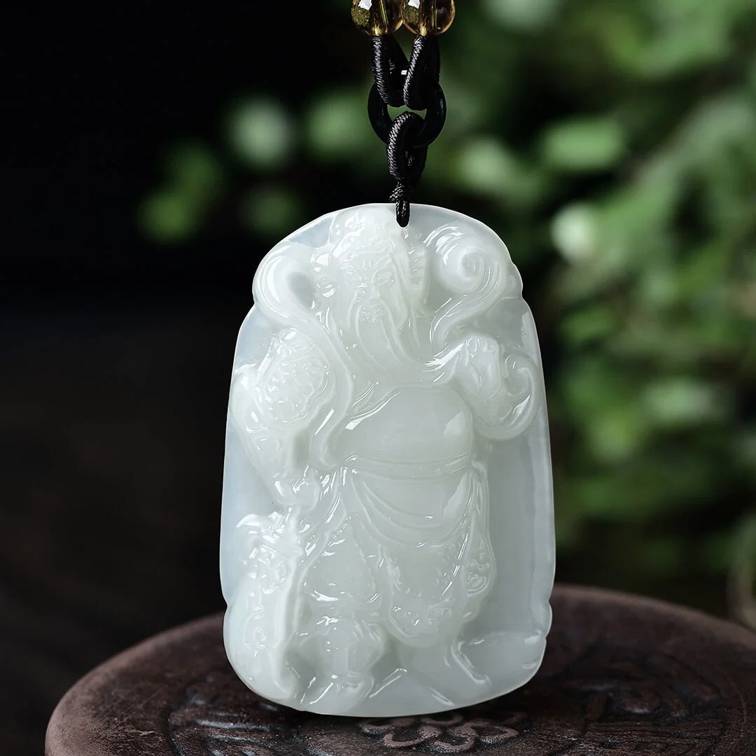 An Exquisite White Jade Guangong Pendant