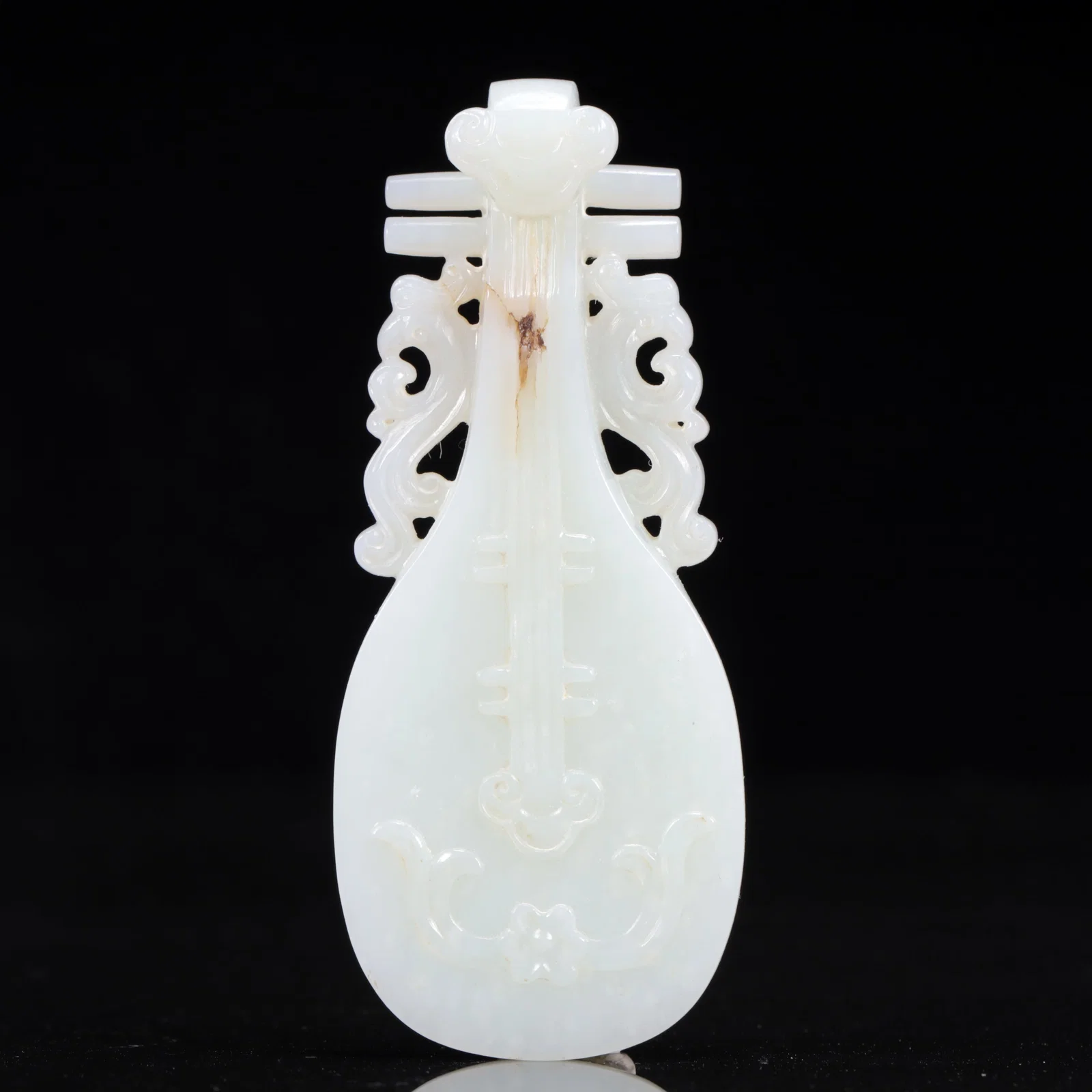 An Exquisite White Jade Qin-Shaped Pendant